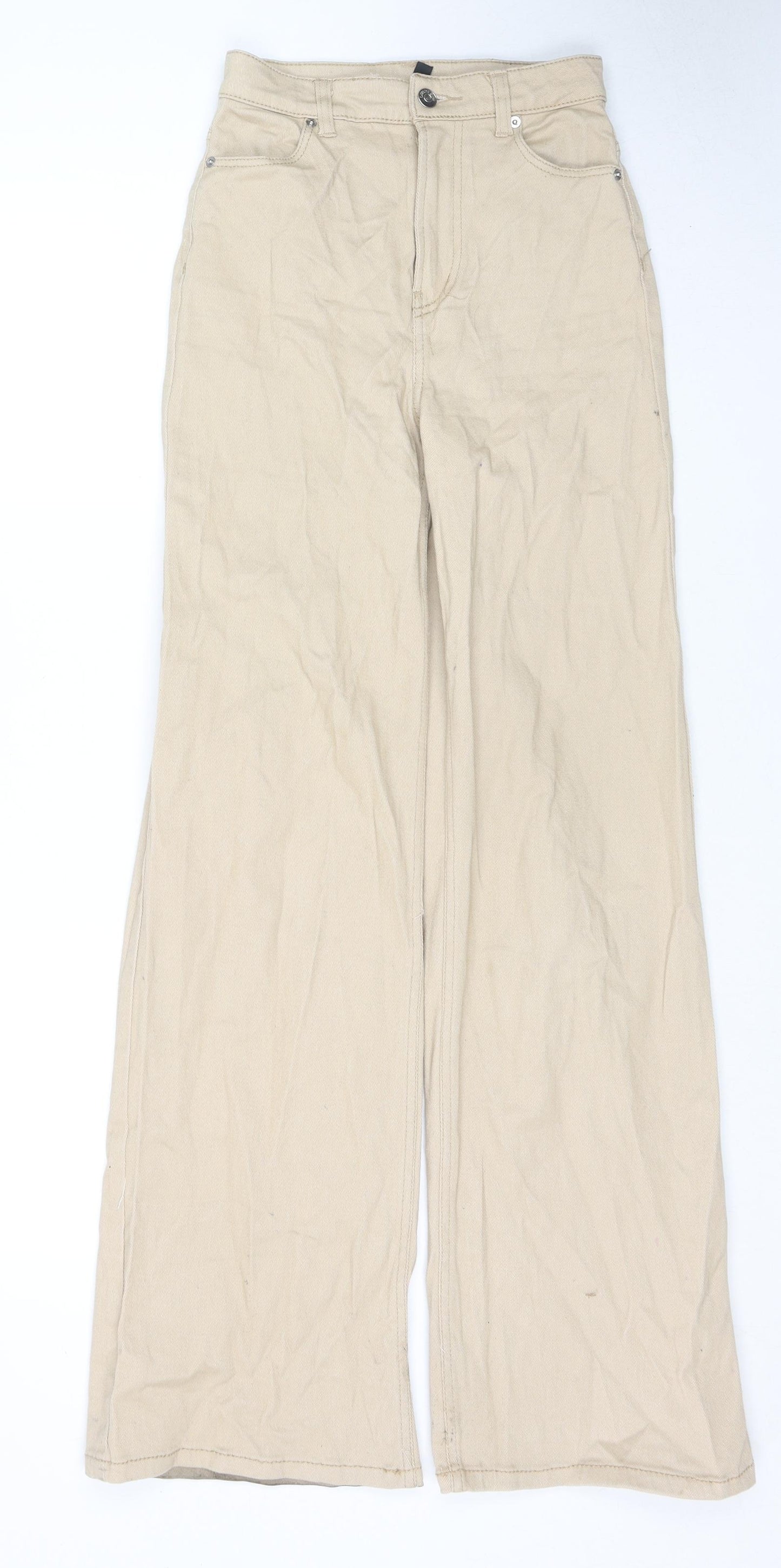 Divided by H&M Womens Beige Cotton Bootcut Jeans Size 6 L30 in Regular Zip