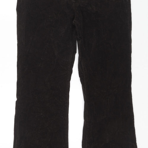 Marks and Spencer Womens Brown Cotton Trousers Size 16 L31 in Regular Zip