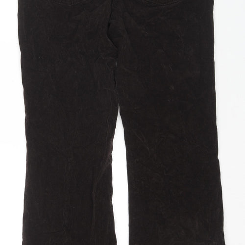 Marks and Spencer Womens Brown Cotton Trousers Size 16 L31 in Regular Zip