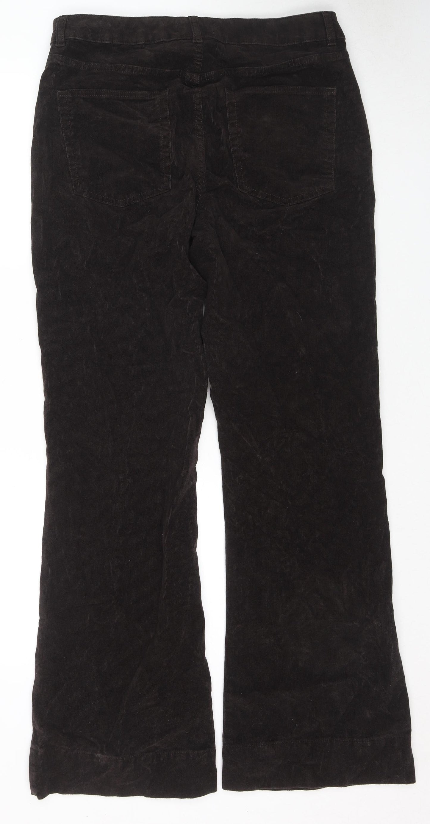 Marks and Spencer Womens Brown Cotton Trousers Size 16 L31 in Regular Zip