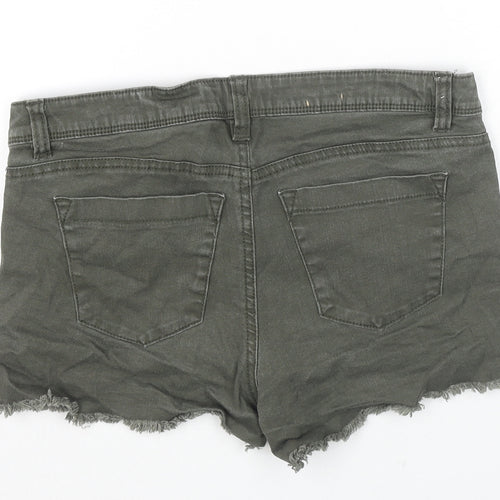 TALLY WEiJL Womens Grey Cotton Hot Pants Shorts Size 10 L3 in Regular Zip