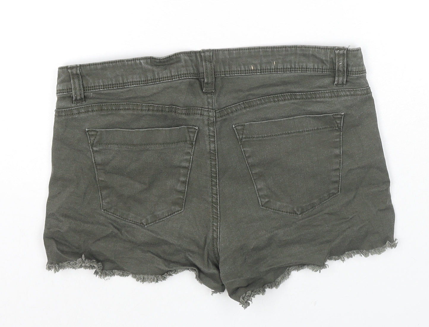 TALLY WEiJL Womens Grey Cotton Hot Pants Shorts Size 10 L3 in Regular Zip