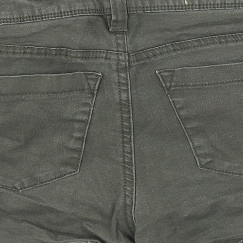 TALLY WEiJL Womens Grey Cotton Hot Pants Shorts Size 10 L3 in Regular Zip