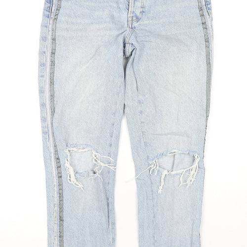 Zara Womens Blue Cotton Cropped Jeans Size 6 L26 in Regular Zip