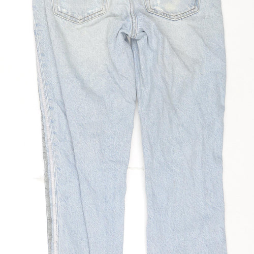 Zara Womens Blue Cotton Cropped Jeans Size 6 L26 in Regular Zip