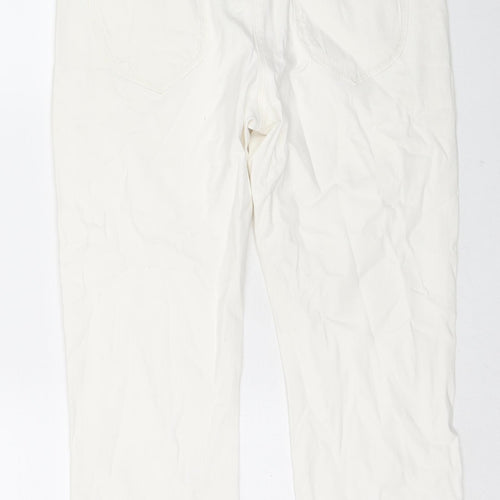 George Womens White Cotton Cropped Jeans Size 12 L21 in Regular Zip