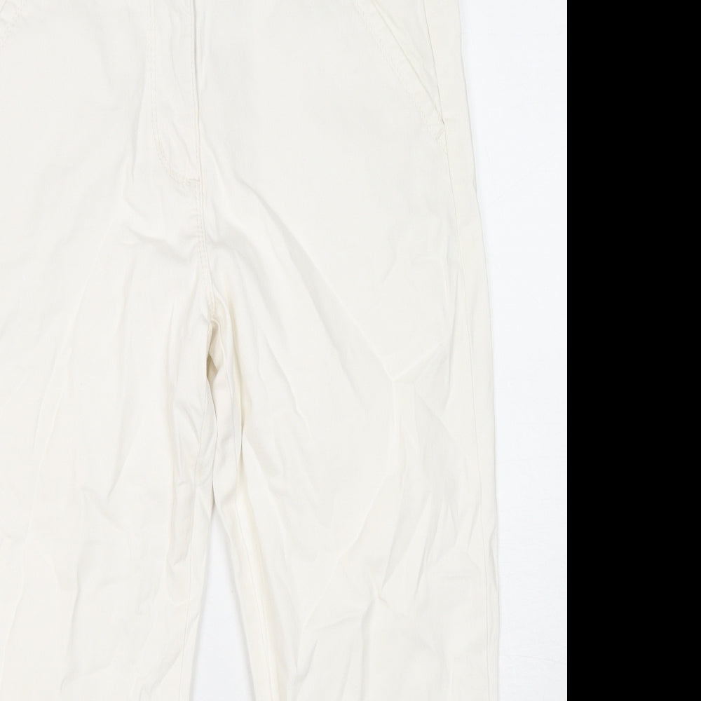 George Womens White Cotton Cropped Jeans Size 12 L21 in Regular Zip