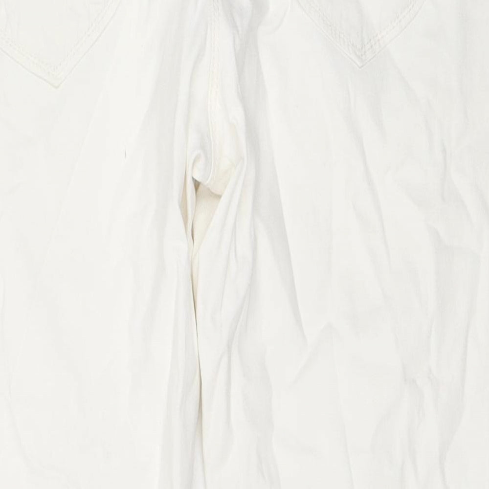George Womens White Cotton Cropped Jeans Size 12 L21 in Regular Zip