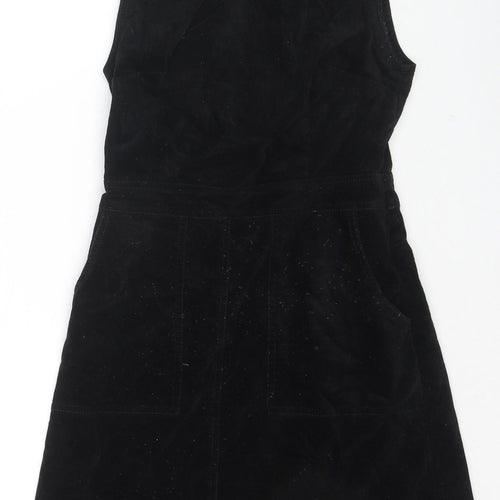 Warehouse Womens Black Cotton Tank Dress Size 6 Round Neck Zip
