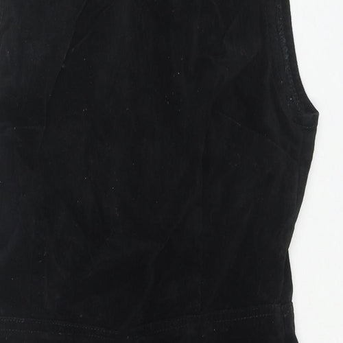 Warehouse Womens Black Cotton Tank Dress Size 6 Round Neck Zip