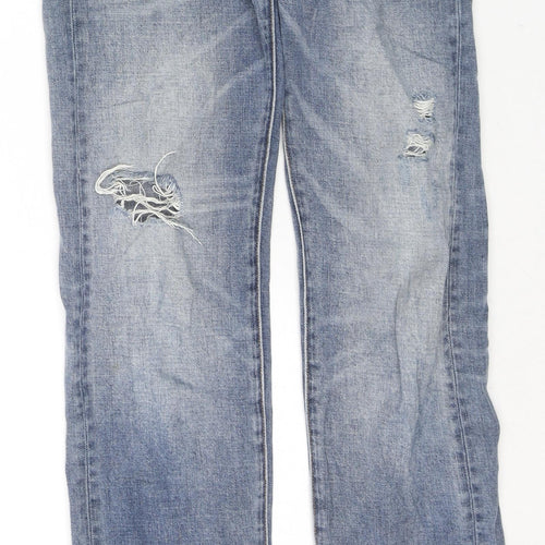 Armani Exchange Womens Blue Cotton Straight Jeans Size 28 in L32 in Regular Zip