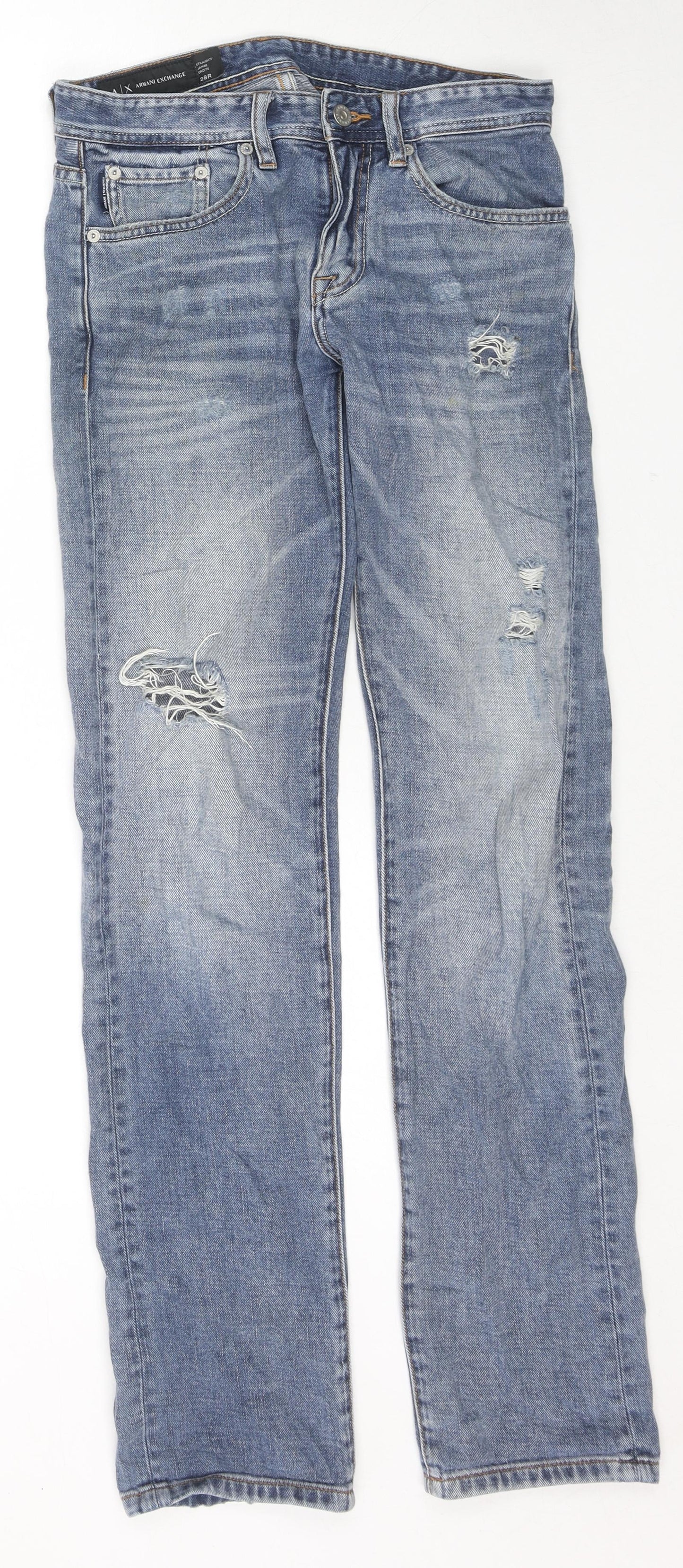Armani Exchange Womens Blue Cotton Straight Jeans Size 28 in L32 in Regular Zip