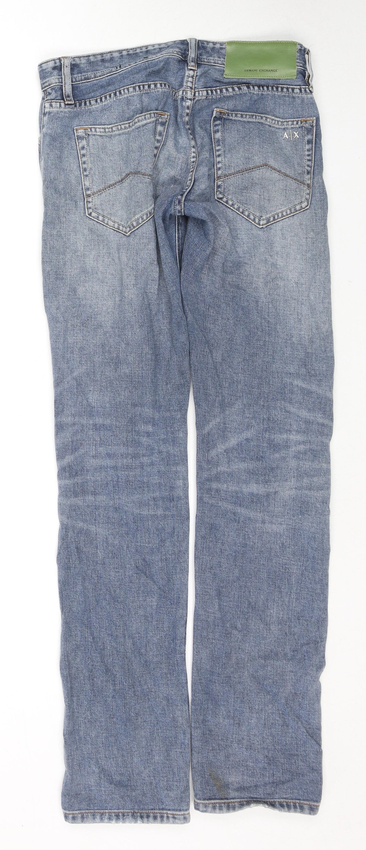 Armani Exchange Womens Blue Cotton Straight Jeans Size 28 in L32 in Regular Zip