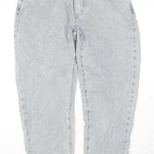 PRETTYLITTLETHING Womens Blue Cotton Straight Jeans Size 34 in L28 in Regular Zip