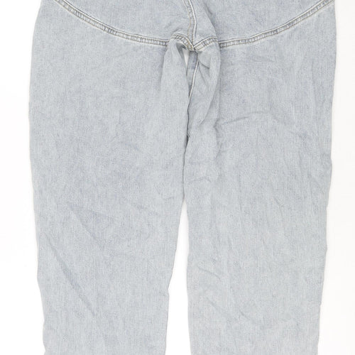 PRETTYLITTLETHING Womens Blue Cotton Straight Jeans Size 34 in L28 in Regular Zip