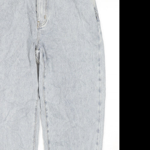 PRETTYLITTLETHING Womens Blue Cotton Straight Jeans Size 34 in L28 in Regular Zip
