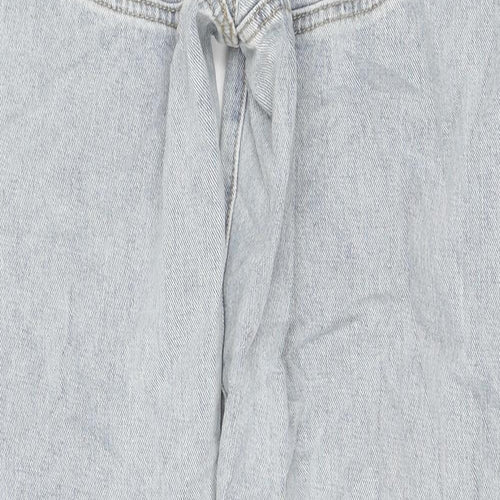 PRETTYLITTLETHING Womens Blue Cotton Straight Jeans Size 34 in L28 in Regular Zip