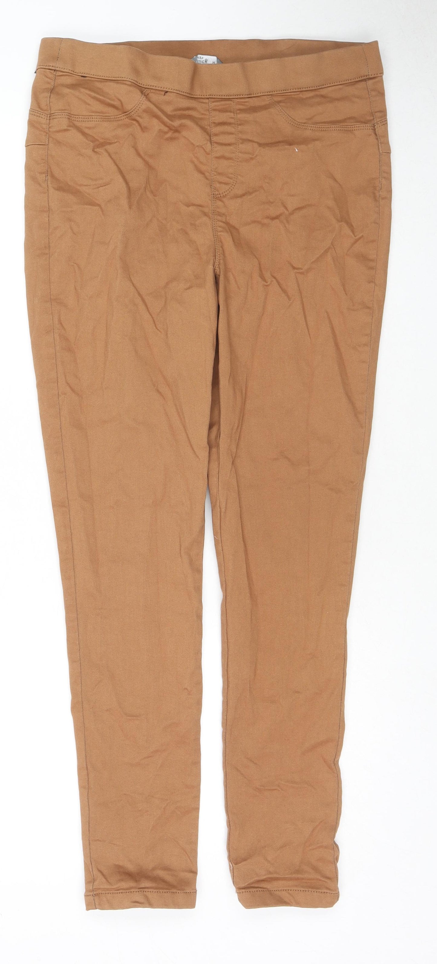 Nutmeg Womens Brown Cotton Jegging Jeans Size 14 L27 in Regular
