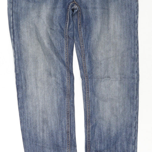 Denim & Co. Womens Blue Cotton Straight Jeans Size 28 L30 in Slim Zip