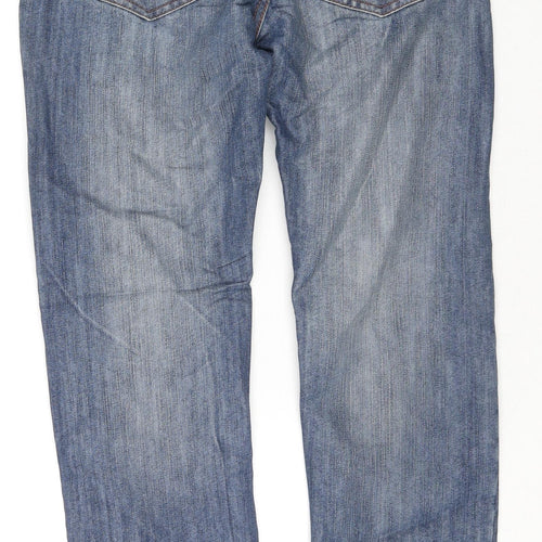Denim & Co. Womens Blue Cotton Straight Jeans Size 28 L30 in Slim Zip
