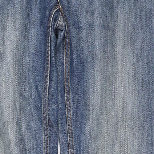 Denim & Co. Womens Blue Cotton Straight Jeans Size 28 L30 in Slim Zip