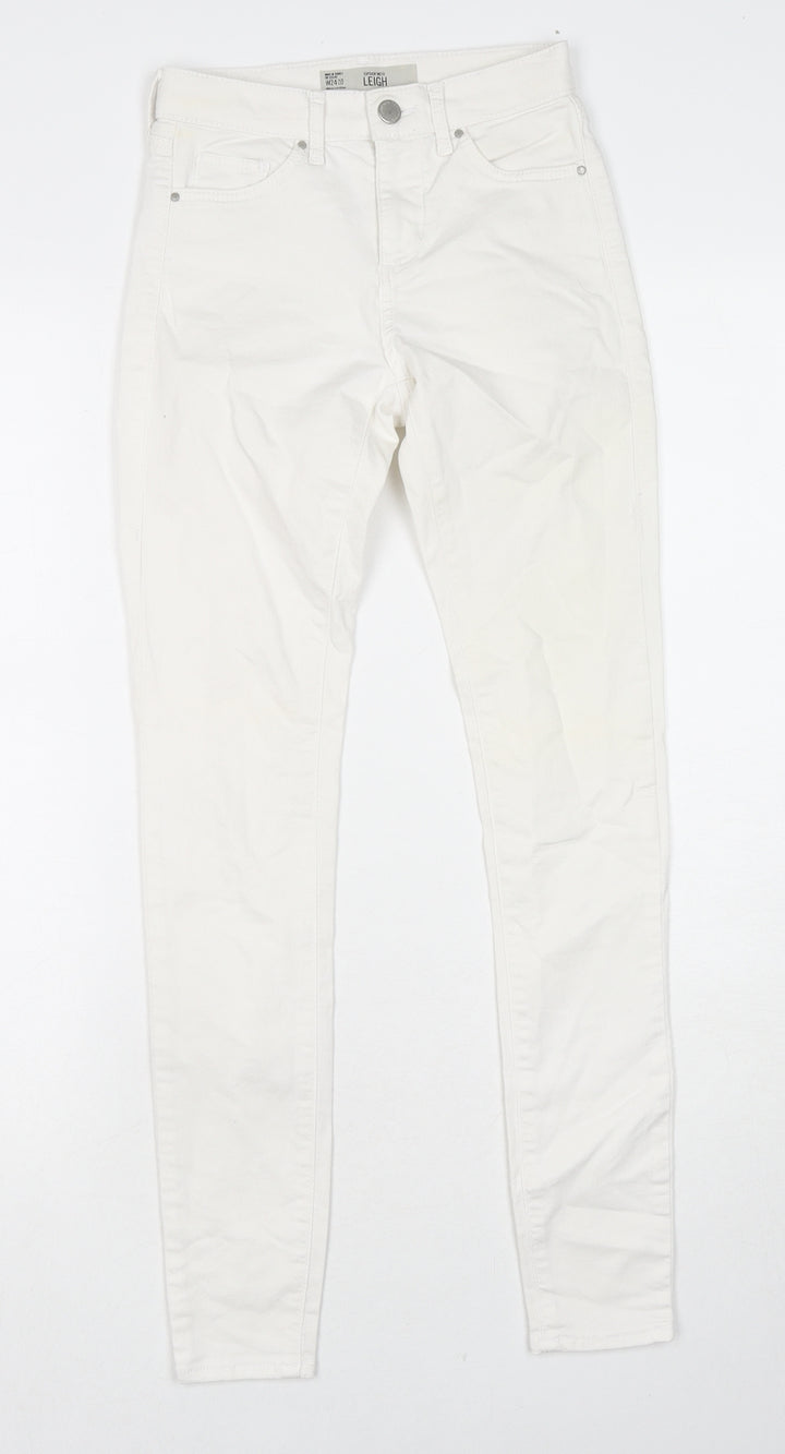 Topshop Womens White Cotton Skinny Jeans Size 24 in L32 in Regular Zip