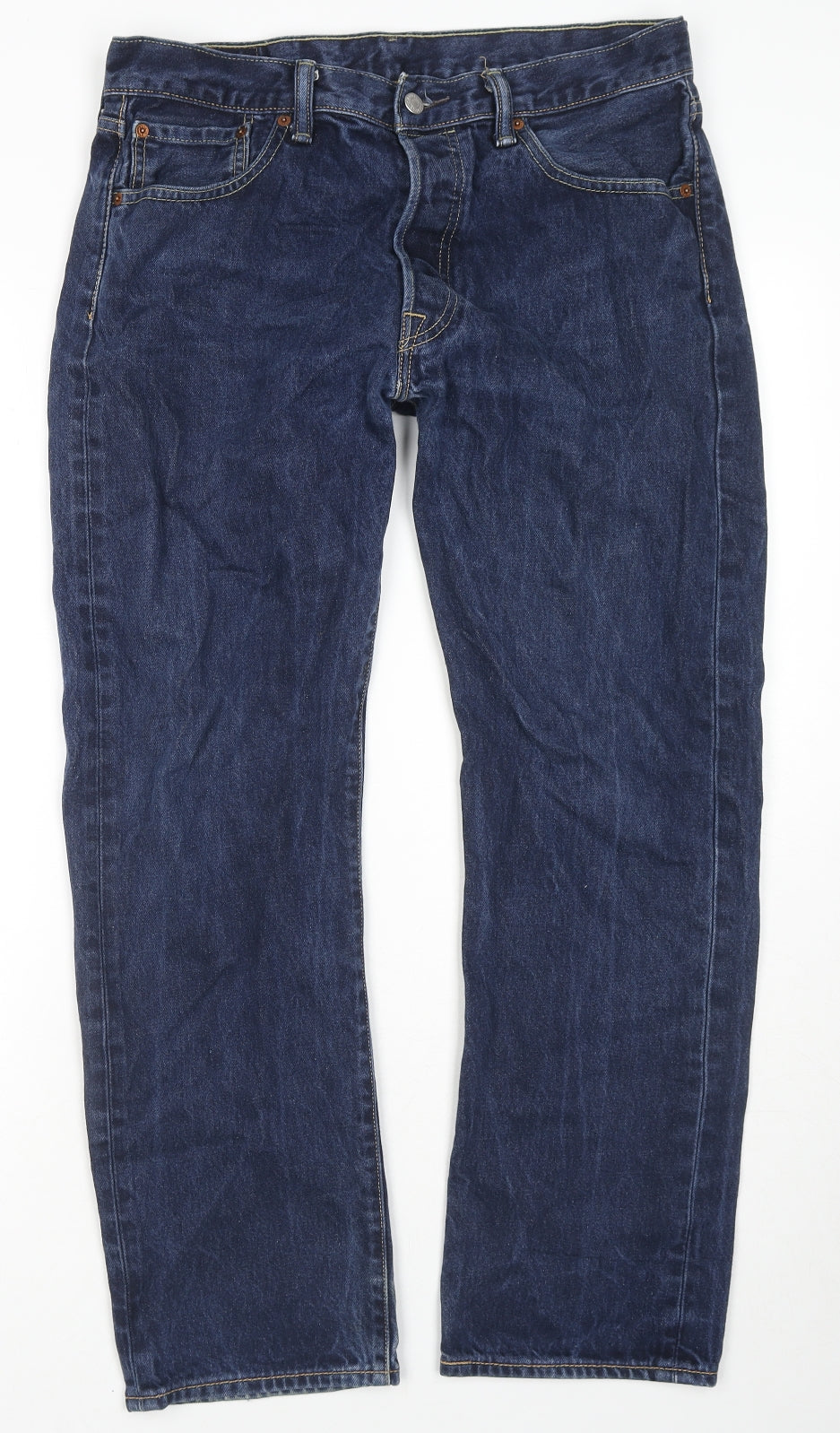 Levi's Mens Blue Cotton Straight Jeans Size 34 in L30 in Regular Zip