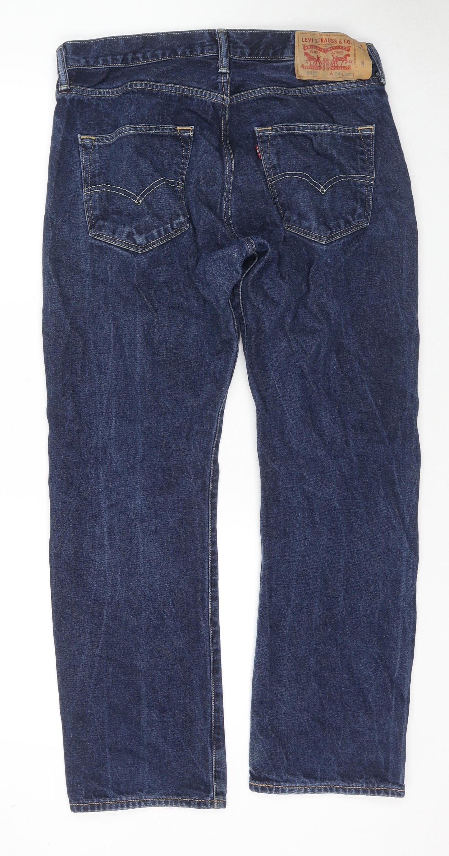 Levi's Mens Blue Cotton Straight Jeans Size 34 in L30 in Regular Zip