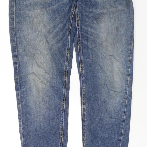 Duck & Cover Mens Blue Cotton Straight Jeans Size 32 in L34 in Regular Zip
