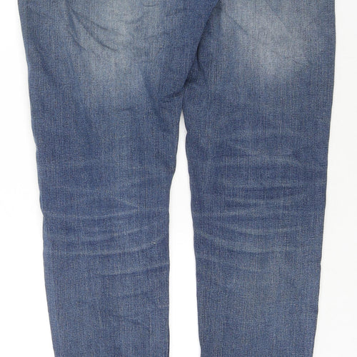 Duck & Cover Mens Blue Cotton Straight Jeans Size 32 in L34 in Regular Zip