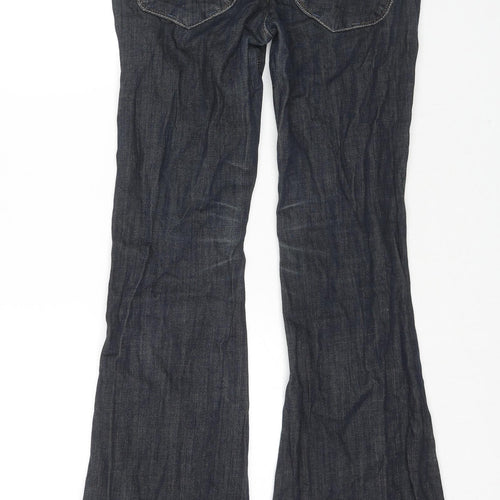 Crafted Womens Blue Cotton Flared Jeans Size 8 L29 in Regular Zip