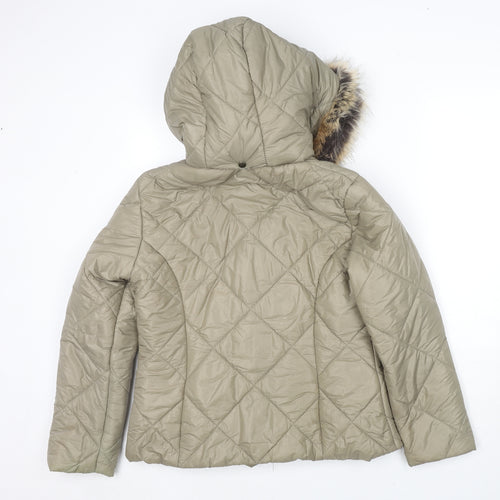 Boohoo Womens Beige Puffer Jacket Jacket Size L Zip