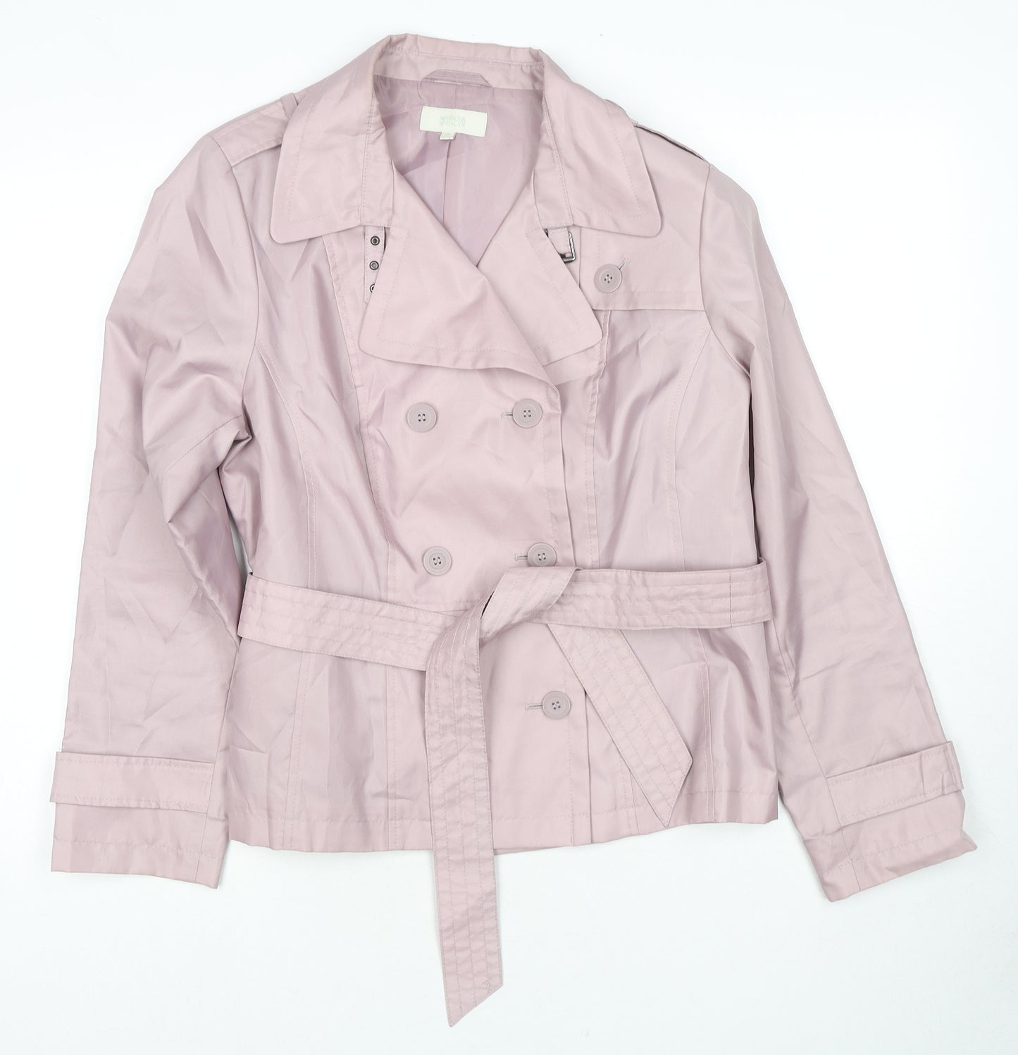 Marks and Spencer Womens Pink Trench Coat Jacket Size 16 Button