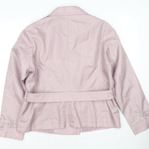 Marks and Spencer Womens Pink Trench Coat Jacket Size 16 Button