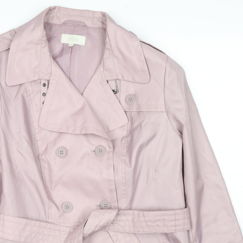 Marks and Spencer Womens Pink Trench Coat Jacket Size 16 Button