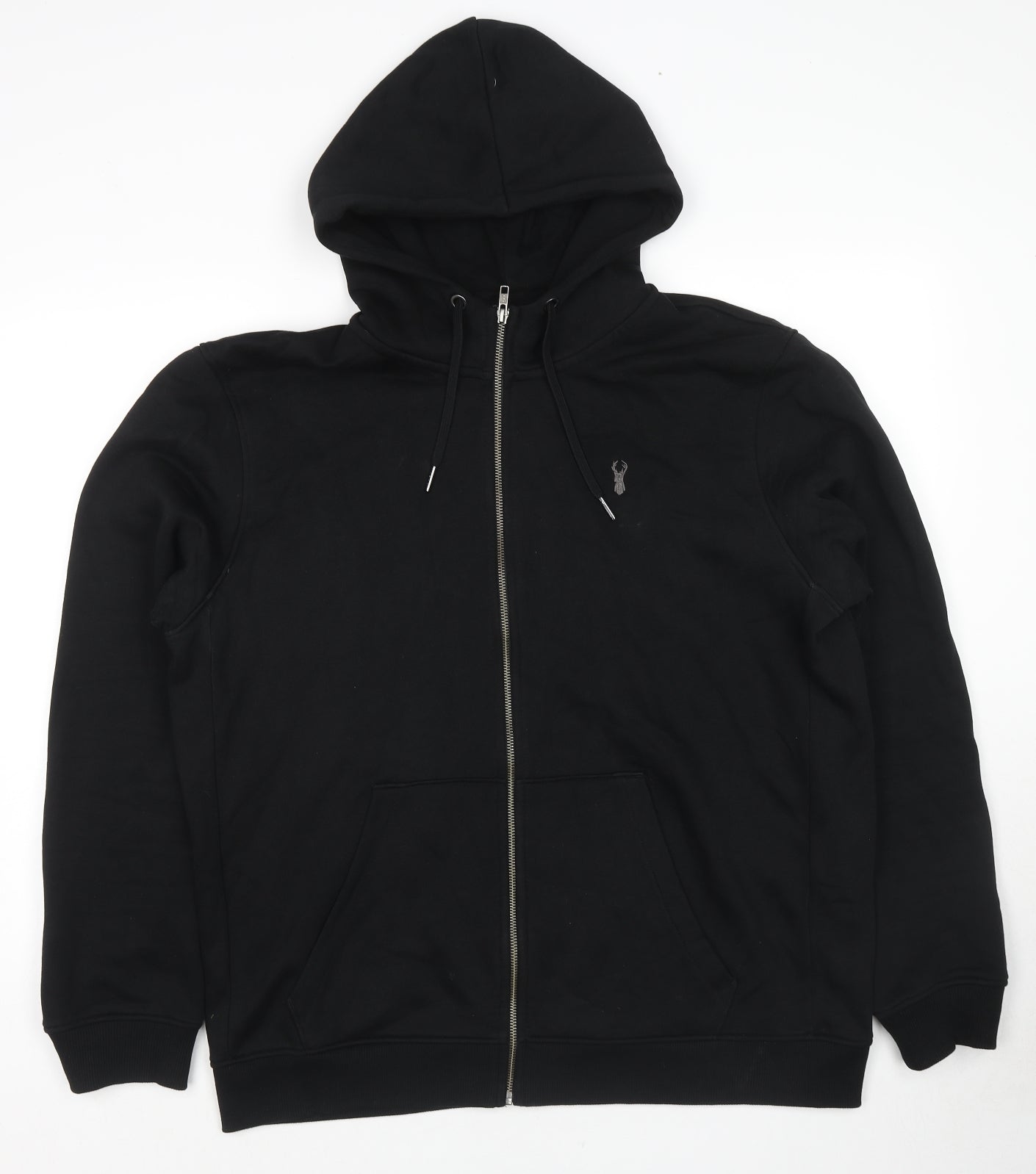 NEXT Mens Black Cotton Full Zip Hoodie Size XL