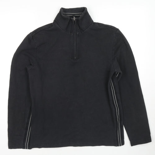 NEXT Mens Black Cotton Henley Sweatshirt Size M