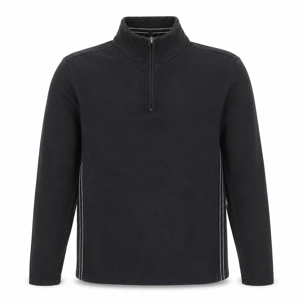 Front view of Next men’s black cotton henley sweatshirt, size M