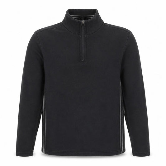 Front view of Next men’s black cotton henley sweatshirt, size M