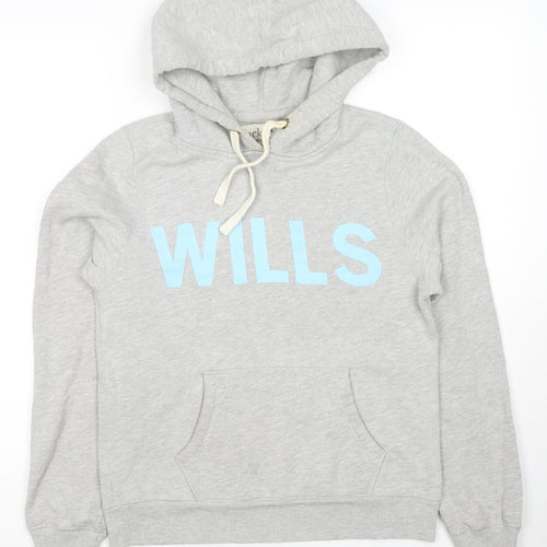 Jack Wills Womens Grey Cotton Pullover Hoodie Size 12 Pullover - Logo
