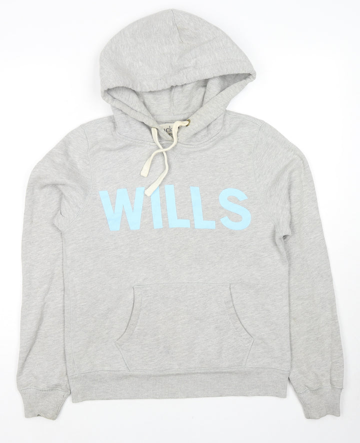 Jack Wills Womens Grey Cotton Pullover Hoodie Size 12 Pullover - Logo