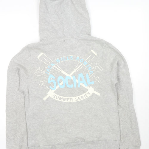 Jack Wills Womens Grey Cotton Pullover Hoodie Size 12 Pullover - Logo
