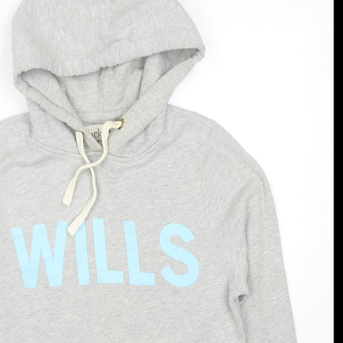 Jack Wills Womens Grey Cotton Pullover Hoodie Size 12 Pullover - Logo