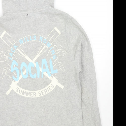 Jack Wills Womens Grey Cotton Pullover Hoodie Size 12 Pullover - Logo