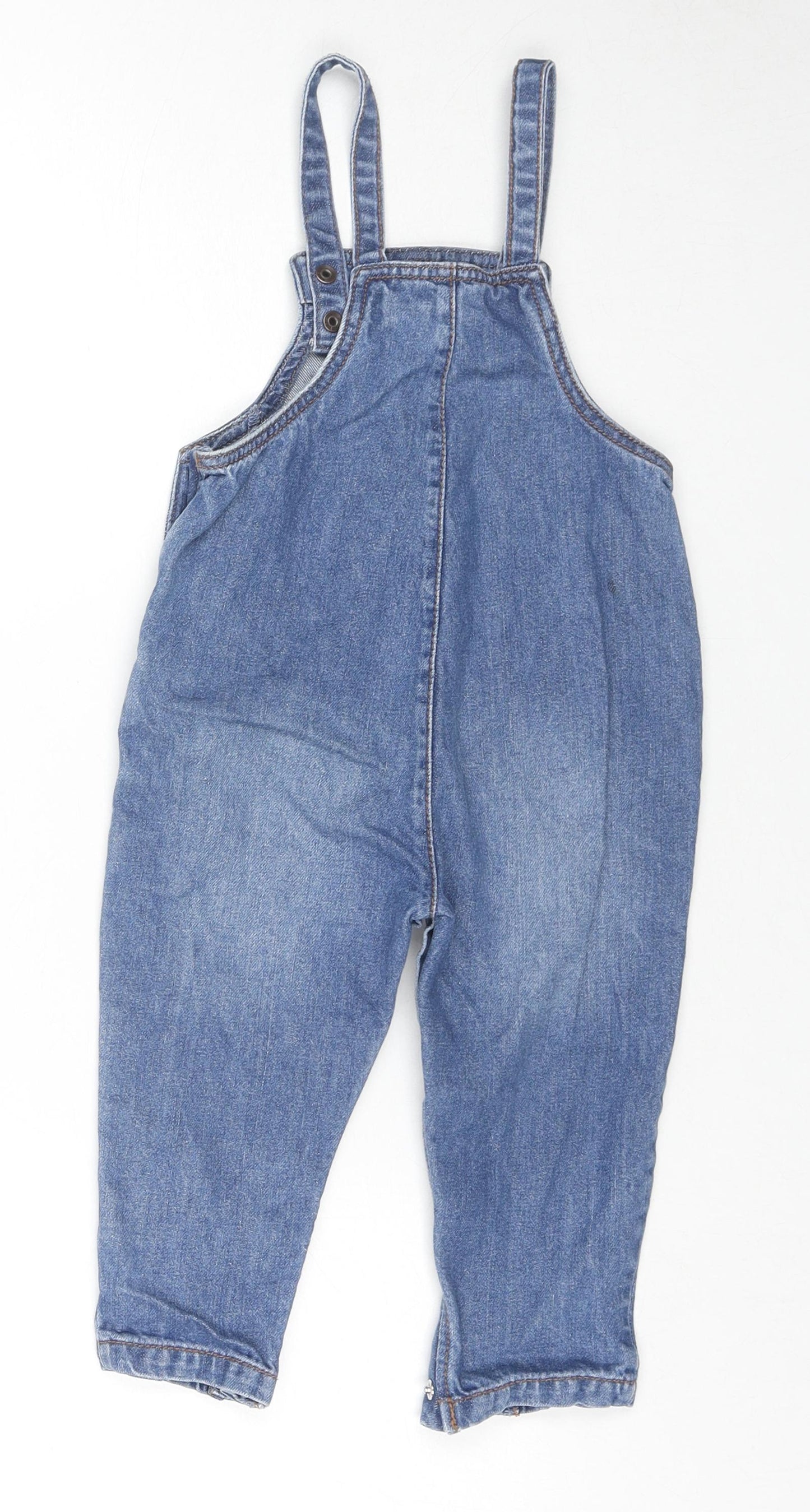 NEXT Girls Blue Cotton Dungaree Outfit/Set Size 18-24 Months Snap