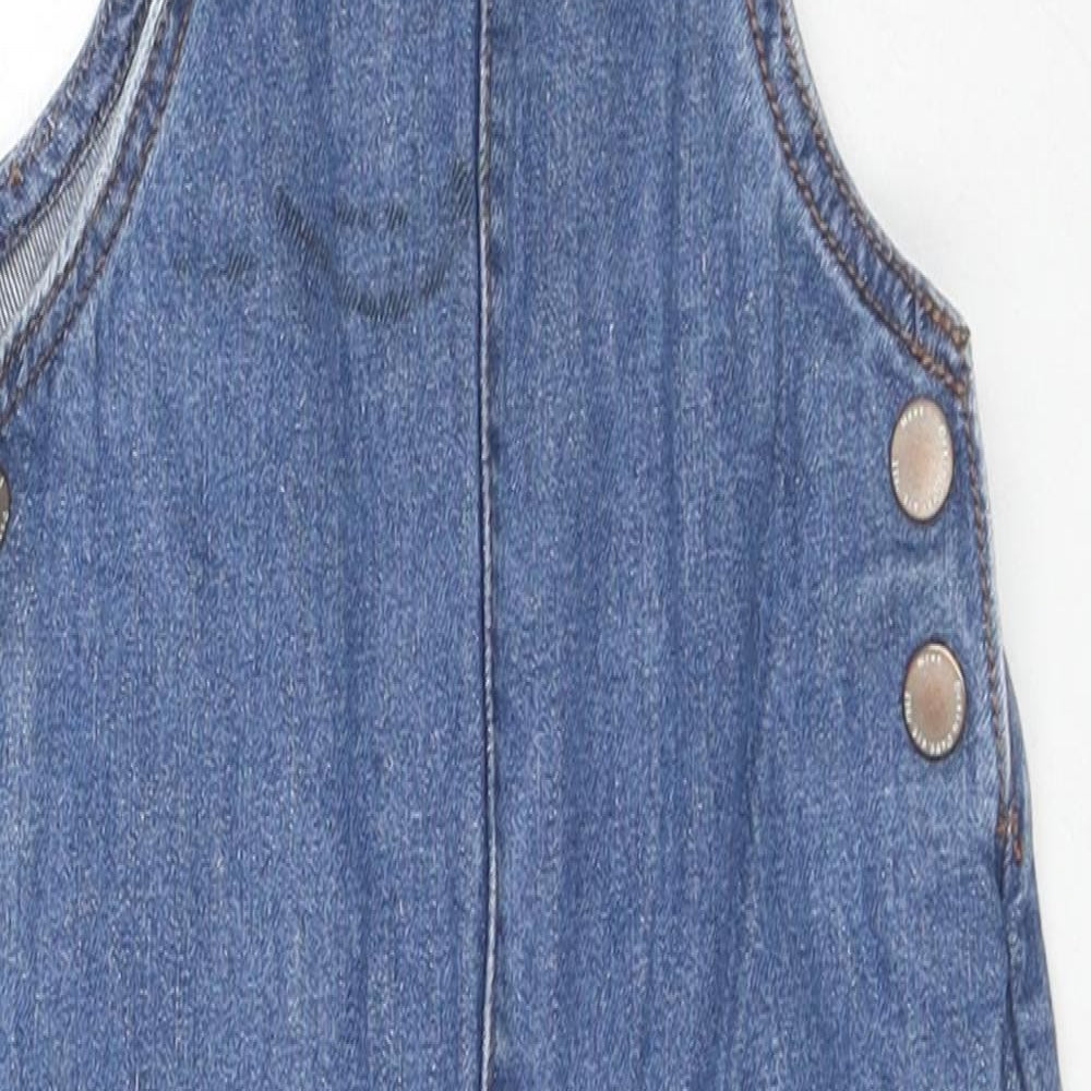 NEXT Girls Blue Cotton Dungaree Outfit/Set Size 18-24 Months Snap