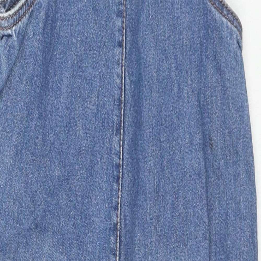 NEXT Girls Blue Cotton Dungaree Outfit/Set Size 18-24 Months Snap