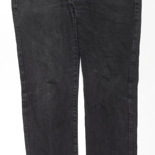 Topman Mens Black Cotton Straight Jeans Size 32 in L34 in Regular Zip