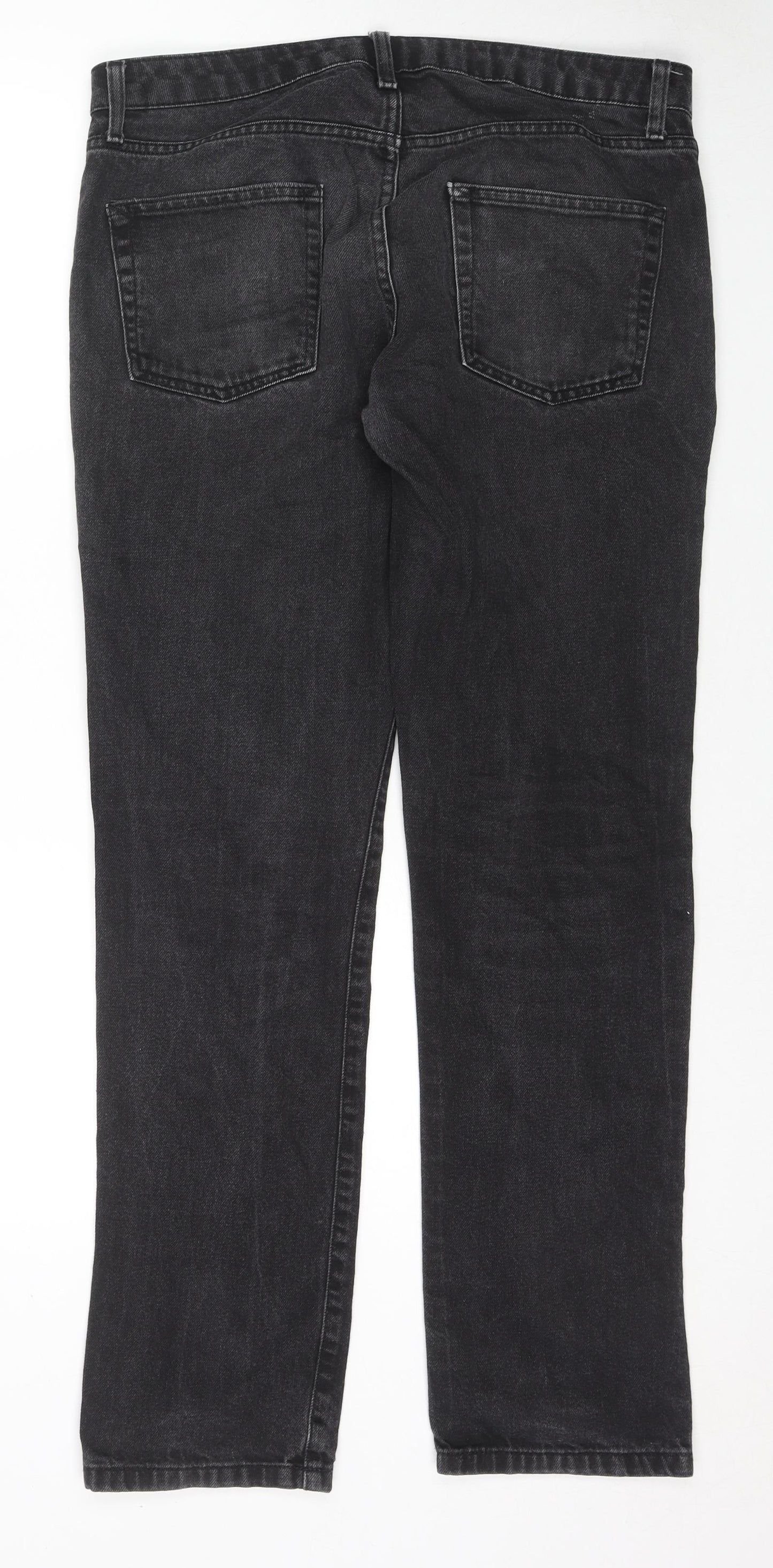 Topman Mens Black Cotton Straight Jeans Size 32 in L34 in Regular Zip