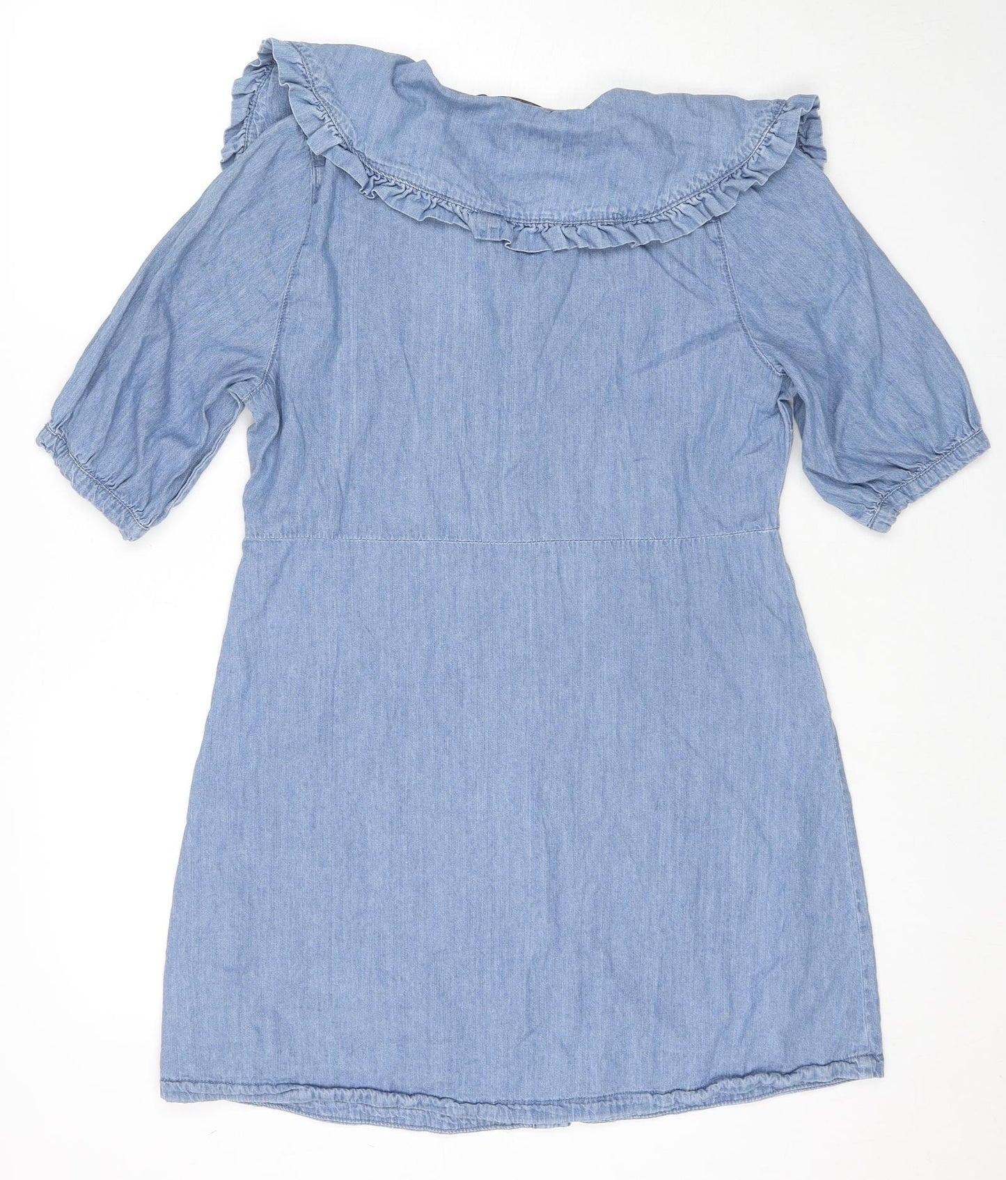 George Womens Blue Cotton Shirt Dress Size 12 Collared Button
